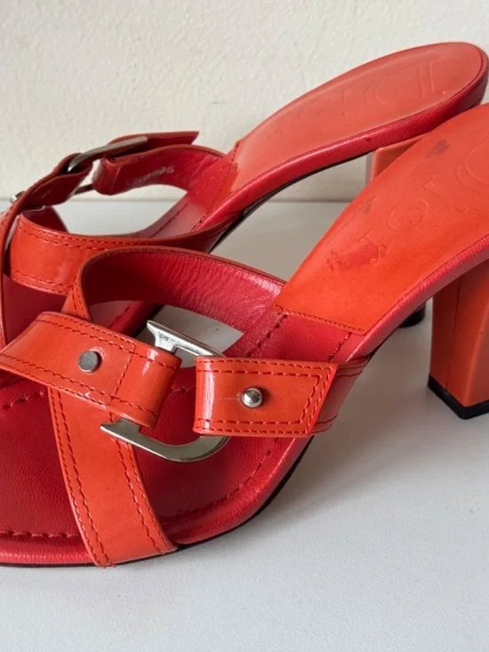 Christian Dior Orange Patent Leather Sandals Mules Sandals Size 36.5 Made Italy - Picture 6 of 16